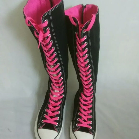 pink knee high converse